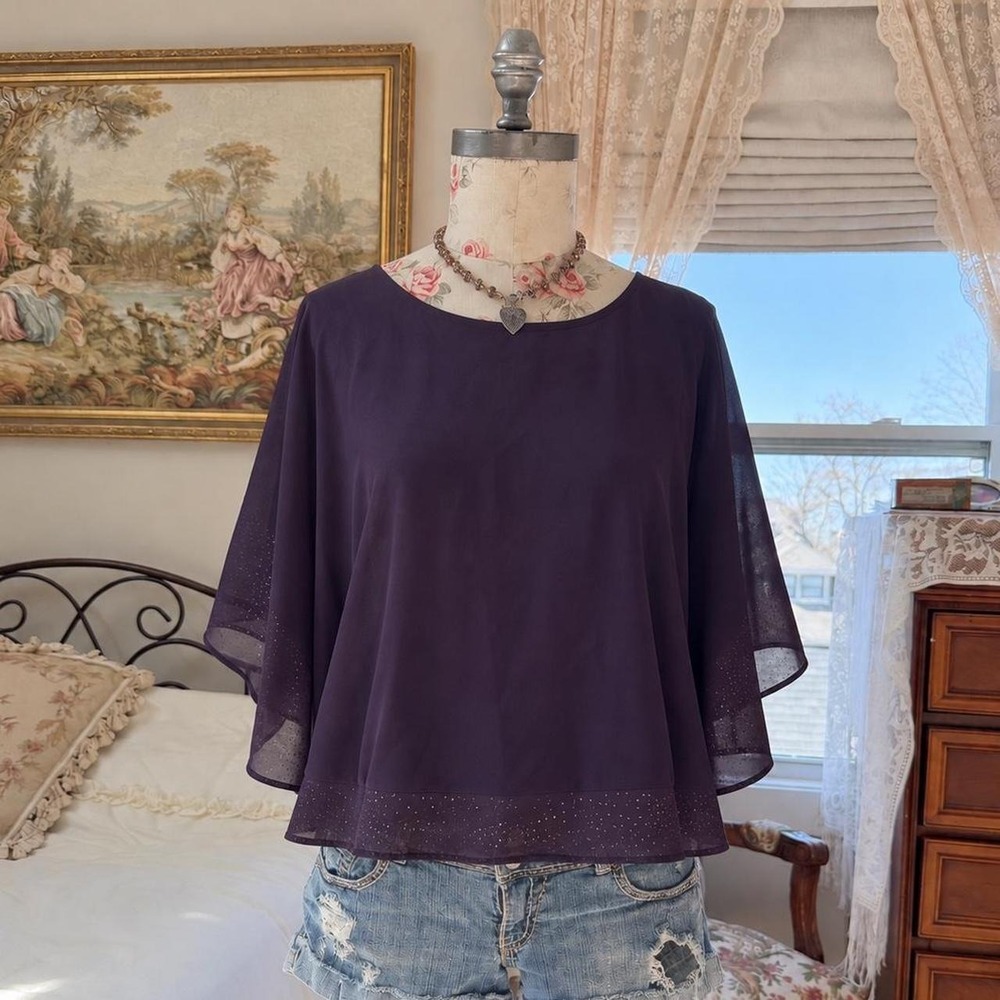 Y2K Le Bos deep purple poncho top size 22W